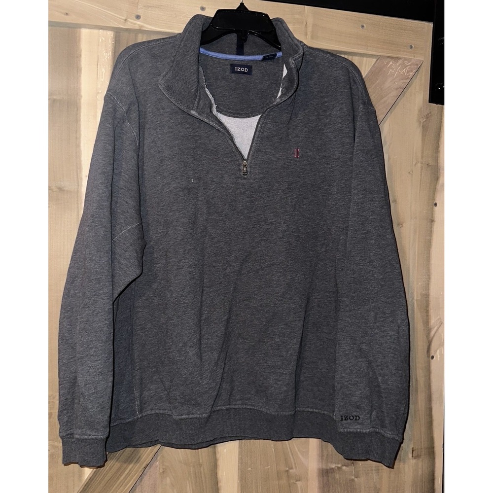 Izod Men's 1/2 Zip Pullover Long Sleeve Sweater Size XL Grey